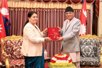 PM Dahal presents annual report to President
