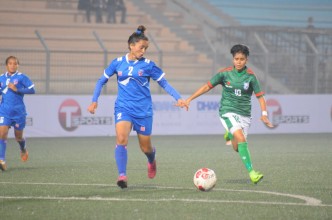 यु–१९ महिला साफ फुटबल : नेपाल र बंगलादेशले गोलरहित बराबरी खेल्दै अंक बाढे